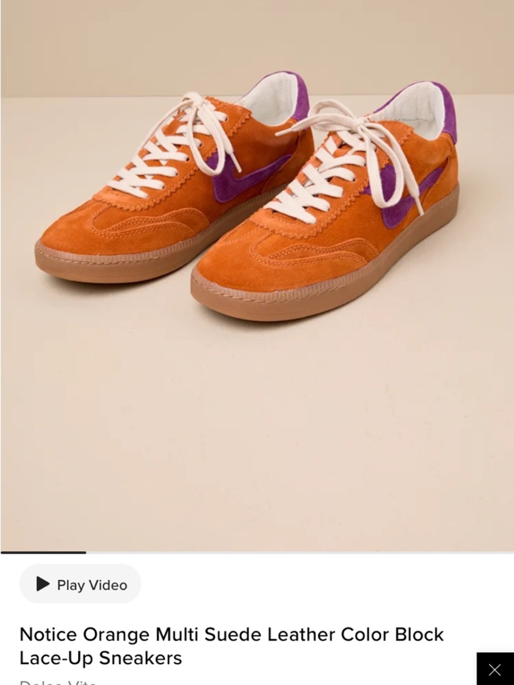 Dolce Vita Orange and Purple Suede Lace-Up Sneakers
